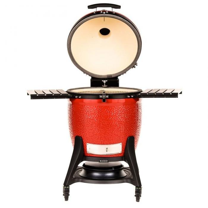 Keramický gril kamado Joe Big III. červený na pevném mobilním stojanu