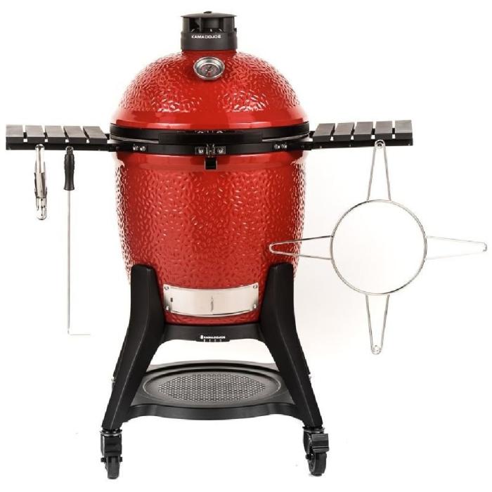 Keramický gril Kamado Joe III. Classic červený na pevném mobilním stojanu