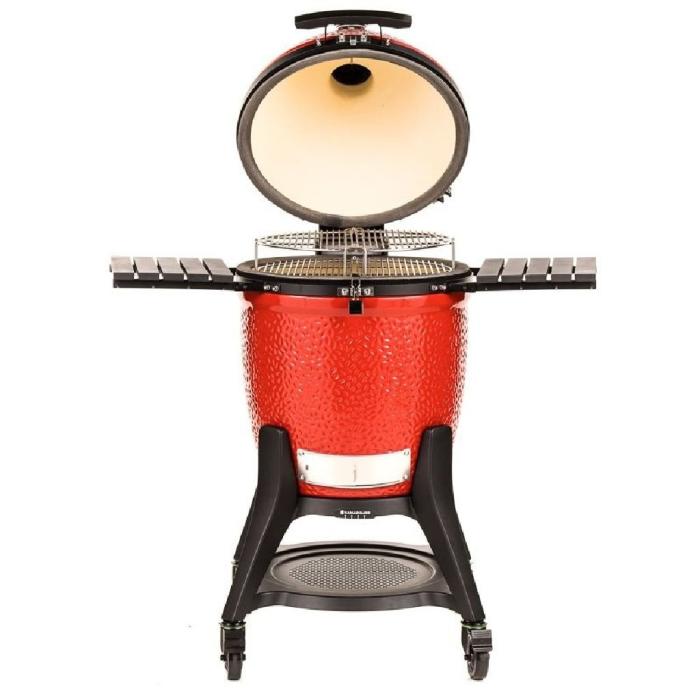Keramický gril Kamado Joe III. Classic červený na pevném mobilním stojanu