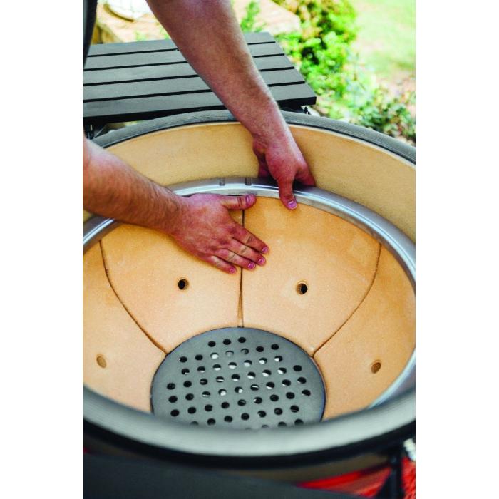 Keramický gril Kamado Big Joe II.  červený na mobilním stojanu