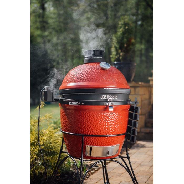 Keramický gril Kamado Big Joe II.  červený na mobilním stojanu